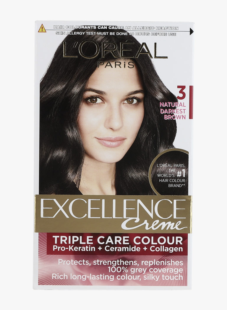 L’Oreal Paris Excellence Creme Hair Color, 3 Natural Darkest Brown