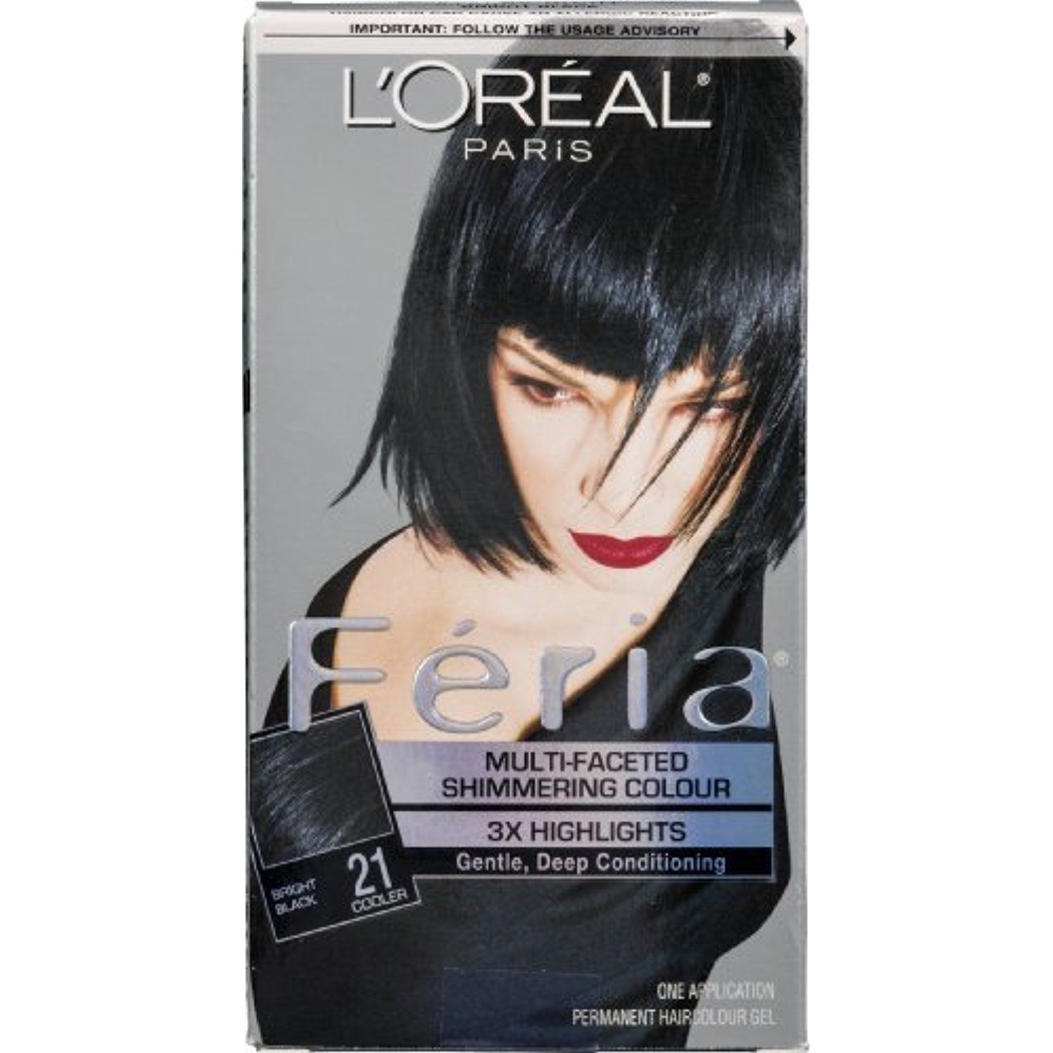 L'Oreal Paris Feria Permanent Haircolour Gel Bright Black 21