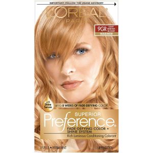 L'Oreal Paris Superior Preference Fade-Defying + Shine Permanent Hair Color, 9GR Light Golden Reddish Blonde, Pack of 1, Hair Dye