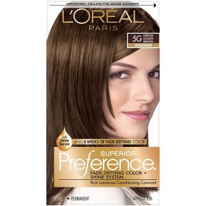 L'Oreal Paris Superior Preference Fade-Defying + Shine Permanent Hair Color, 5G Medium Golden Brown, Pack of 1, Hair Dye