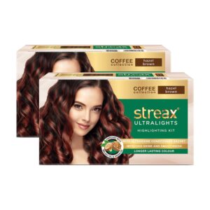 Streax Ultralights Highlighting Kit For Unisex Contains Walnut & Argan Oil, Shine On Conditioner, Longer Lasting Highlights, Coffee Collection - Hazel Brown