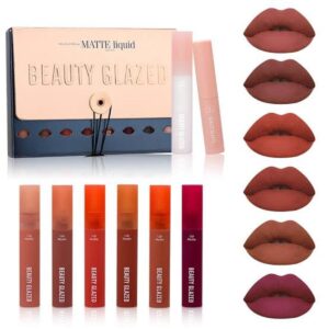 BEAUTY GLAZED 8PCS LIPS MAKEUP SET LIPSTICK LONG LASTING MOISTURE LIP GLOSS COSMETIC SEXY RED LIP MATTE LIPSTICK WATERPROOF