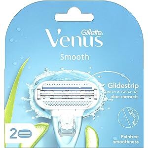 Gillette Venus Hair Removal Razor Blades/Refills/Cartridges (2 pieces) for Women - (Aloe Vera Glidestrip)