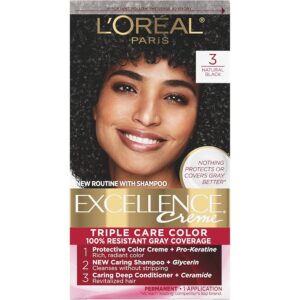 L'Oréal Paris Excellence Créme Permanent Hair Color, 3 Natural Black