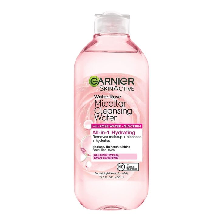 Garnier Micellar Rose Water For Dull Skin 400 ml, Glow Boosting Face Cleanser and Makeup Remover,
