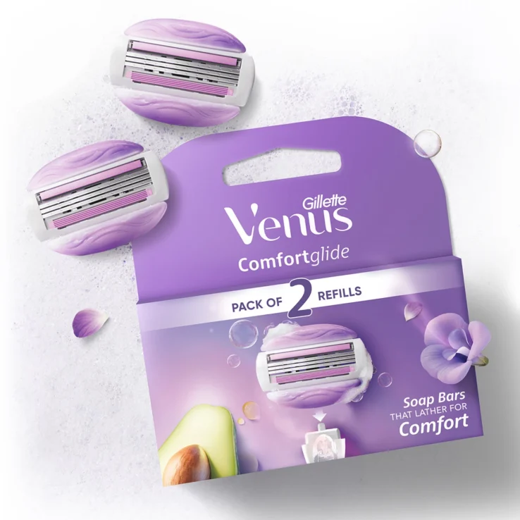 Gillette Venus Comfortglide Women Hair Removal Razor Blades - (Avocado Oils Gel Bars) (Pack of 2)
