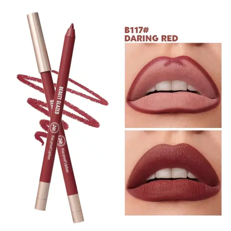 Beauty Glazed Waterproof & Long Lasting Lipliner Pencil – B117 Daring Red