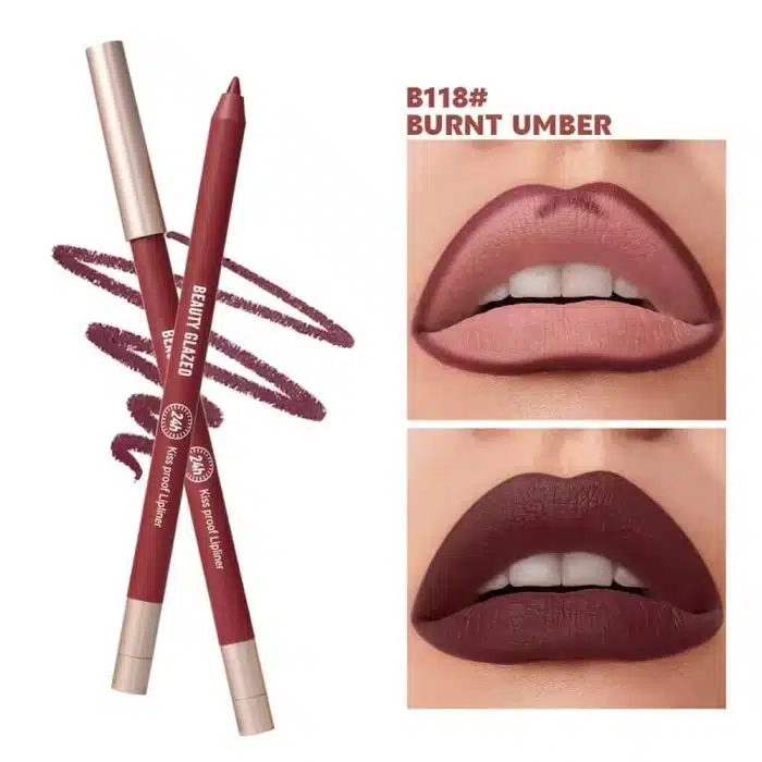 Beauty Glazed Waterproof & Long Lasting Lip Liner - B118 Burnt Umber Size: 0.6 gm
