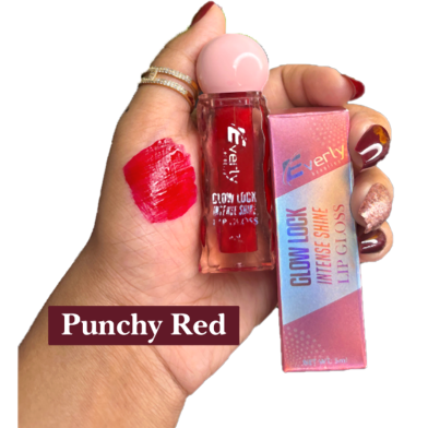 Everly Beauties Glow Lock Intense Shine Lip Gloss - Punchy Red