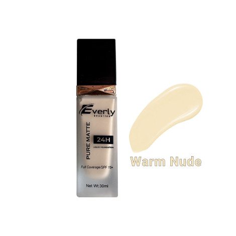 Everly Pure Matte Full Coverage Liquid Foundation 24H SPF15 - Warm Nude